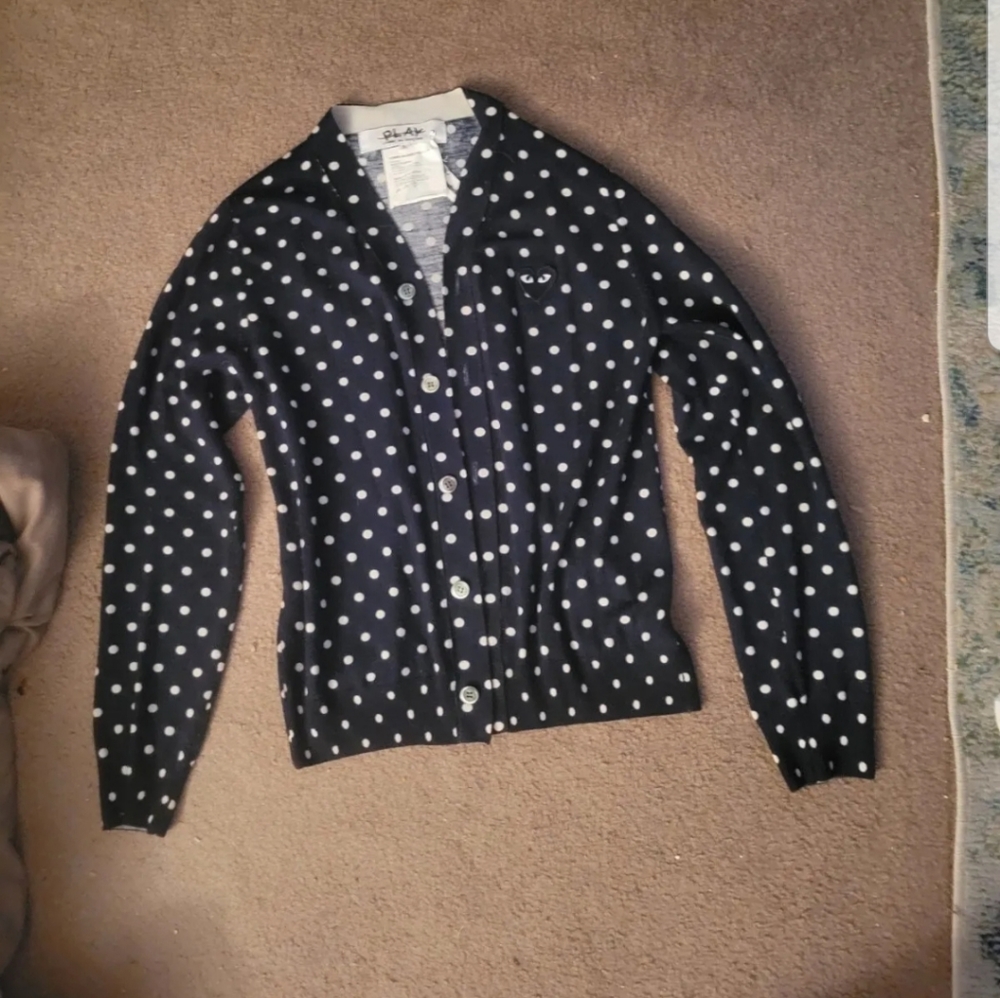 Comme des garsons sweater polka dot button up